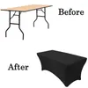 Table Cloth Stretch Cover Outdoor Wedding Event Rectangle Elastic Tablecloth Black White Cocktail