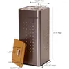 Laundry Bags 7080-1 Square Metal Hamper -Removable Liner Bag And Wood Lid - Stainless Steel