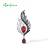 Pendants Santuzza Pure 925 STERLING Silver Pendent pour femmes Blanc Black Ailes en verre rouge Spinelle noire blanche