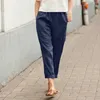 Women's Pants Capris Spring Summer New Womens Casual Pants Comfortable Cotton Linen Solid Color Pants Vintage Fashion Straight Loose Trousers Y240422