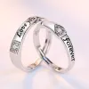 Полосы 2pcs/set Регулируемые сердечные черты медные платиновые кристаллические кольцо кольцо мужчины женские украшения для пальцев оптом бесплатная доставка
