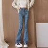 Jean pour femmes épice fille évasée 2024 automne hiver haut taille pantalon élastique dames petit ami pour les femmes slouchy