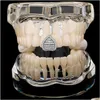 Grillz, Dental Grills 18K Gold Single Grillz Braces Hip Hop Iced Cubic Zirconia Pentagram Teeth Mouth Fang Tooth Cap Halloween Party Dh2Xs