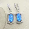 Necklaces 95%off Silver 925 Blue Opal Bridal Jewelry Sets For Women Necklace Earrings Pendants Ring Sets For Birthdays Gift