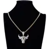 Collane a ciondolo Hip Hop Out Zircon Animal Bull Head Collana per uomini Punk Rock Punk Rock Gioielli GiftPendant Necklacespenda251A