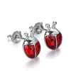 Boucles d'oreilles mankuu insectes style mignon délicat rouge / rose betterave coéquive boucles d'oreilles girl girl beau 925 argent pour femmes bijoux cadeau