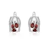 Earrings GEM'S BALLET 1.78Ct Natural Red Garnet Three Stones Clip Earrings For Women 925 Sterling Silver Birthstone Earrings Fine Jewelry