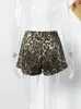 Leopard Denim Shorts Women Y2k Street Fashion Zipper Pocket Female Wide Leg Short Pants 2024 Summer Cool Girl Print Mini Jeans 240422