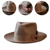 Bérets Fashion Fedoras Hat pour femmes homme avec ceinture bowknot panamas magiciens en laine Top Roleplay Costume Up Up