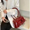 korean Fi Bow Tie Handbag Women Vintage Bowling Shoulder Bag 2024 New Pu Leather Handbags Y2k Double Pockets Underarm Bags U4F3#