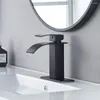 Badkamer wastafel kranen hoogwaardige zwarte waterval kraan één handvat toilet met -up afvoergat vaartuigbekken mixer kraan