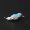 Jewelry DIY Retro High Quality Blue Bird Brooch 100% Real 925 Sterling Silver Brooch Enamel Animal Pins Men Women Creative Jewelry YX03