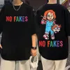 ホラーノーフェイクチャッキーグラフィックTシャツ男性女性ゴシックトレンド半袖Tシャツ夏通りファッション特大のTシャツ240411