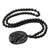 Hänge halsband ganesha svart obsidian snidade ganesh elefant lyckliga hängsmycken halsband fin kristall smyckenpendant246j