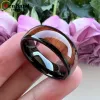 Rings MenBand Fashion Rose Gold 6MM 8MM Men Women Tungsten Carbide Wedding Ring Vietnam Acid Wood Inlay Dome Polished Comfort Fit