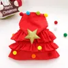 Dog Apparel Pet Costume Puppy Christmas Cloak With Star And Pompons Cat Santa Cape Hat Party Cosplay Dresses For Cats Small Dogs