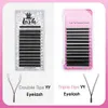 5caselot Wholesale premium 815mm mix length YY lashes korea pbt materials matte black Y eyelash extensions for lash artist 240415