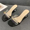 Slippers zomer transparante spike hakken voor vrouwen schoenen vrouw muilezels kristalheldere sexy dames glijbanen casual