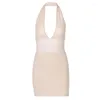 Lässige Kleider Frauen sexy Neckholder Neck V-Ausschnitt Schlankes Kleid Kleidung V Fit Fit Fit