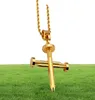 Nail Cross Necklace Pendants Gold Color Bling Bling smycken för män Kvinnor Hip Hop Charm Rope Chains9197659