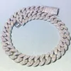 18 mm hoogwaardige luxe mode ketting buste naar beneden Iced Moissanite Silver Miami Cuban Link Chain Men