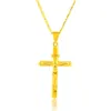 Pendant Necklaces New 24K Gold Necklace Cross Pendant Gold Plated Necklace Mens Womens Jewelry Gift 45CM/50CM 240419