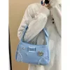 Blue Denim dames Small Clutch Purse Sacs à main Fi Design Women's Rivet Sacs Sacs Simple Cool Girls Femme Underar Sac K203 #