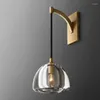 Lampa ścienna American Modern Design Indoor Metal Glass Ball Light Jadal Room Villa Sypialnia Koryta nocna luksus Dekorat sconce