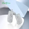 Örhängen Santuzza 925 Sterling Silver Classic Bold Earrings for Women White Cubic Zirconia Latch Back Wedding Party Fine Elegant Jewelry