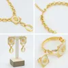 Hänghalsband ym smycken set för kvinnor 18k guldfärg afrikanska smycken tillbehör örhänge halsband armband ring för kvinnliga bröllop gåva parti 240419