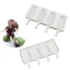 Baking Moulds 4 Cell Silicone Ice Cream Mold Cube Maker Tray Barrel DIY Dessert Mould With Popsicle Stick Bag Molds