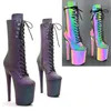 Dance Shoes Leecabe 20CM/8Inch Holographic PU UPPER Fashion Trendy Style Platform Disco Party High Heels Pole Boot