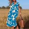 Casual jurken Elegant V-hals veelzijdige lange losse print kleding Vestidos para mujer elegantes y bonitos officiële winkel dames zomer
