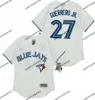 Roberto Alomar Jay Baseball Jersey 1992 1993 World Series Roy Halladay John Olerud Dave Winfield Jose Bautista Roger Clemens Joe Carter Paul Molitor Blue Shortback