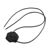 Choker Big Rose Flower Necklace Långt justerbart rep halschain gotisk klavikelkedja blommig krage kvinnor smycken på dropship