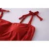 Nuovo costume da bagno da bagno di moda europeo e americano da bagno femminile solido sexy rosso da bagno con un pezzo