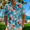 Camisas casuales para hombres 2024 Coco de coco hawaiano Fruit fruta impresa Camisa de manga corta Botón Top con ropa para mareas