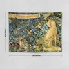 Tapisseries verdure des animaux de forêt et lièvre bleu vert floral tapisserie