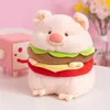 Mignon Hamburg Bear Pig Pig Dog Capybara Toys en peluche Belle dessin animé Animal Poupée de vacances Gift Home Decor Oreiller 240422