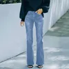 Kvinnors jeans vintage casual denim för kvinnor hög midja byxor mager stretch byxor last