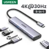 Hubs UGREEN 5 in 1 USB C Hub 4K HDMI USB HUB 100W Multiport Adapter for MacBook Pro/Air, iPad Pro, iMac, iPhone 15 Pro/Pro Max, XPS