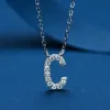 Kettingen iogou 1,4 mm d kleur moissaniet diamant ketting initiële 26 letternaam ketting zilver voor vrouwen charm hanger voor kinderen meisjes