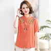 Camisetas femininas Jiumeidai-Women Bordadas florais e blusas Summer Feminino Retro Retro Short Ladies Clothes Fashion 2024