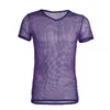 Men's Tank Tops Fashion Mesh See-Through Vest Solid Color O-neck Fishnet T-Shirt Muscle Crop Clubwear Stage Men Clothing