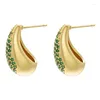 Boucles d'oreilles Stud Eyika Luxury Women Jielts bijoux Gold plaqué géométrique chunky Drop multicolor Zircon Teardrop