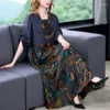 Robes décontractées 2024 Robe vintage coréenne Été élégant taille lâche taille Femme Black Floral Mulberry Silk Maxi