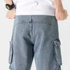 Men's Shorts Wide Denim Ripped Side Pocket Baggy Men 2024 Summer Loose Casual Blue Jeans