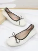 Casual Shoes 2024 Sweet Spring Woman Bowknot Square Toe Lolita Soft Flats Beige Kawaii Barefoot Ballet Female Loafers