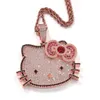 Ins Style Cartoon Cat Necklace Female Copper Set with Zircon Gold Sweet Pendant Fried Dough Twists Chain Jewelry