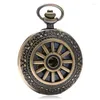 Pocket Watches Old Fashion Hollow Out Wheel Cover Unisex Quartz Analog Watch Necklace Pendant Chain Arabic Numeral Display Clock Gift